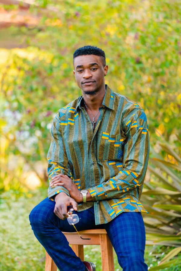 African Print Shirt Button-Up Multicolored Checkered Size (XL) $80
