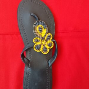 Black-Original-Leather-with-yellow-Flower-pattern-Size-40-40