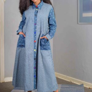 Blue Shweshwe Maxi Dress Size 38 $200