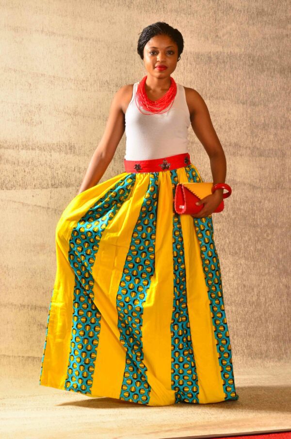 Blue and Yellow Long Skirt Size 38 $100