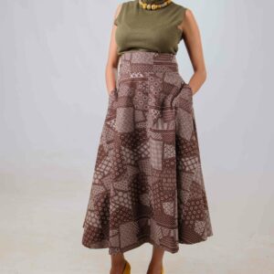 Brown Flared Shweshwe Long Dress Size 36 $100