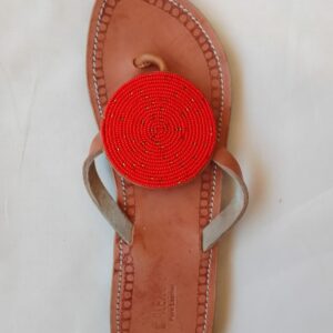 Brown-Original-Leather-with-Red-circular-pattern-Size-40