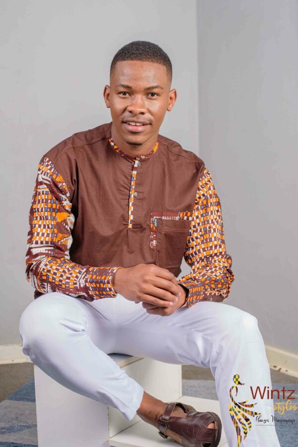 Brown Woodin L_Sleeve shirt with printed sleeves Size (L) $100