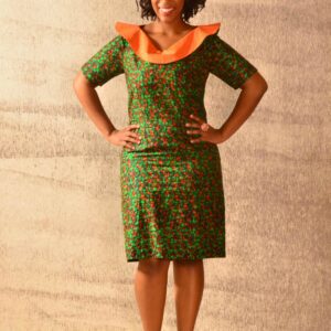 Green _ Orange floral pattern dress Size 38 $100