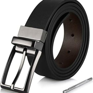 Piccoder Men_s Reversible Leather Belts Black