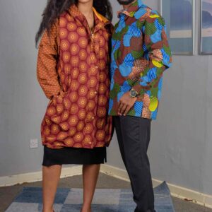 Shweshwe Dress Coat + African Shirt combo $280
