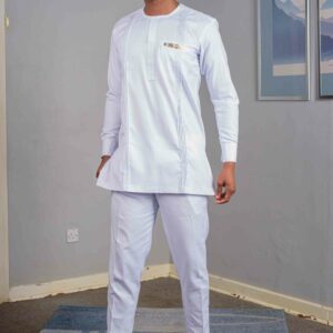 White L_Sleeve Suit (Shirt + Trouser combo) Size (L) $120
