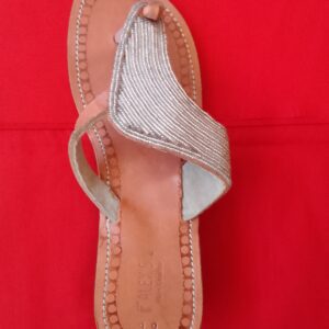 White-beaded-Brown-Sandals-Size-39-40