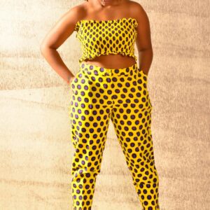 Yellow dotted two-piece combo suit size 38 $120